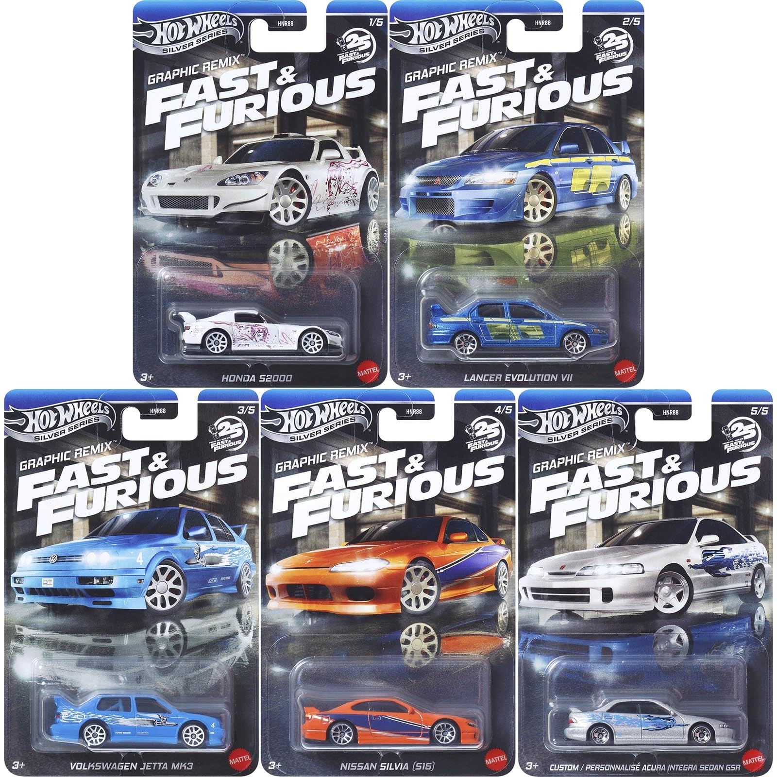 Hot Wheels - Set 5 Miniaturas - Velozes e Furiosos Graphic Remix